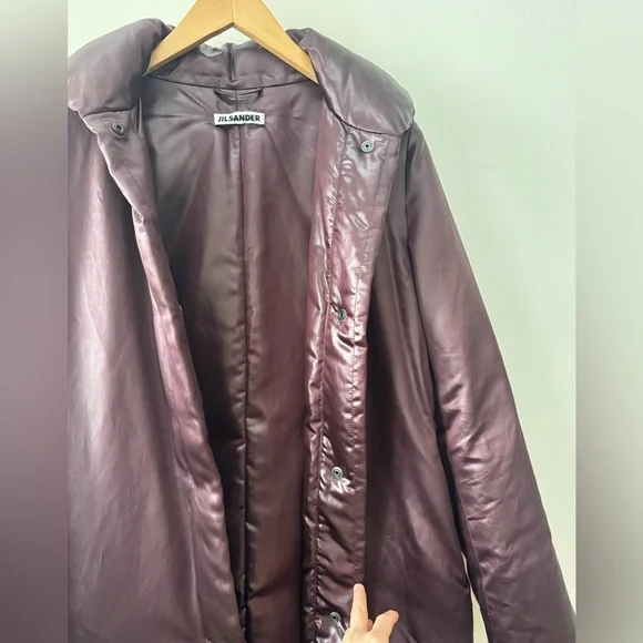 Jil Sander Silk Down Deep Purple Long Puffer Coat 38 - Picture 8 of 16